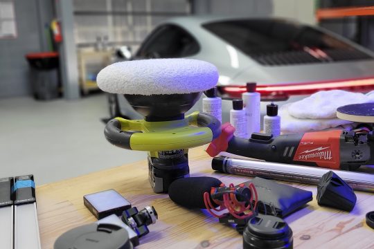 Porsche 911 receiving permagard.