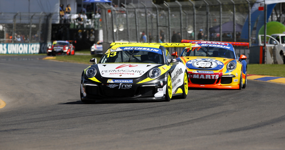 James Bergmuller driving a porsche permagard racecar