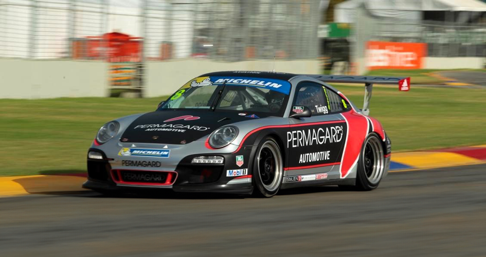 max twigg driving a porsche permagard racecar