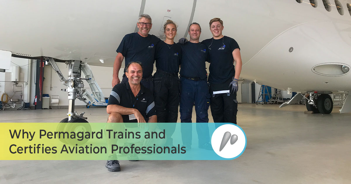 Group of certified Permagard applicators after completing aviation coating training