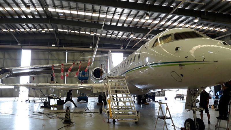 Permagard-protected Bombardier jet with high-gloss durable finish