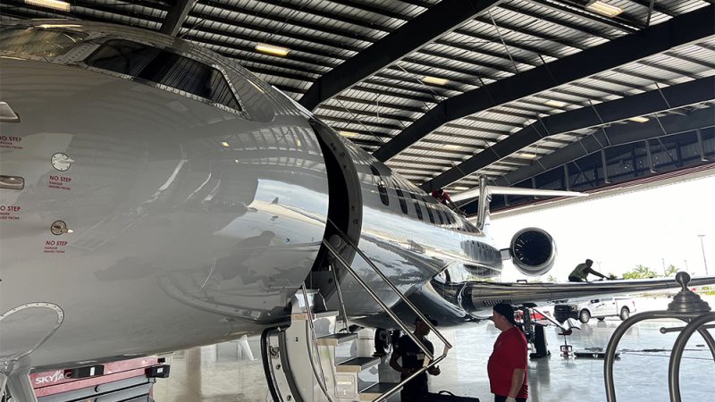 Permagard-protected Bombardier jet with high-gloss durable finish