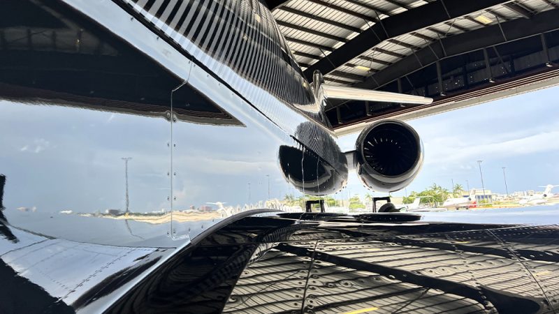 Permagard-protected Bombardier jet with high-gloss durable finish