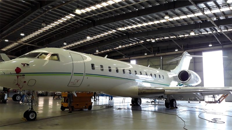 Bombardier aircraft paint protection with Permagard aviation coating